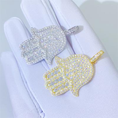 China CLASSIC 925 Sterling Silver Vermeil VVS Moissanite Diamond HAMSA Hip Hop Bling Pendant Luxury Necklaces Iced Out Mens Womens Jewelry for sale