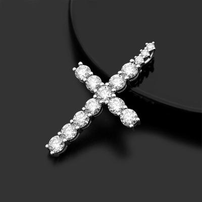 China Mens Womens Jewelry Iced Out Sterling Silver Vermeil VVS Moissanite Diamond Cross Pendant Icy Luxury Hip Hop Bling CLASSIC 925 Necklaces for sale