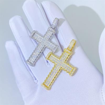 China Mens Womens Jewelry Iced Out Sterling Silver Vermeil VVS Moissanite Diamond Cross Pendant Icy Luxury Hip Hop Bling CLASSIC 925 Necklaces for sale