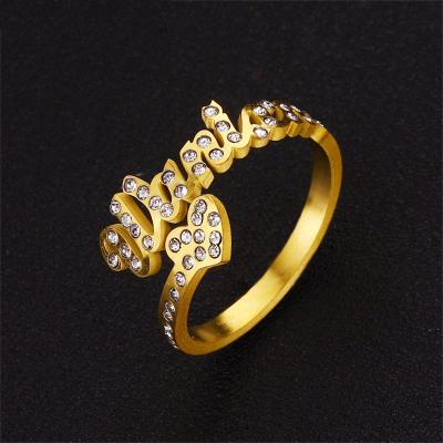 China Adjustable Hip Hop Stainless Steel Rings Gold Plated Custom Name Rings Women Jewelry for sale