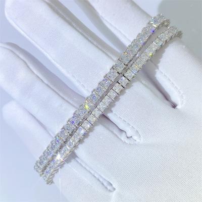 China CLASSIC 925 Sterling Silver Vermeil VVS Moissanite Diamond Bracelets Icy Luxury Square Tennis Hip Hop Bling Bracelets Iced Out Jewelry for sale