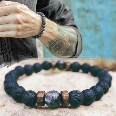 China FASHION Wish Fashion Europe and Amazon Beaded Bracelet America Retro Volcanic Yoga Stone 8MM Natural Stone Beaded Bracelet for Women Men for sale