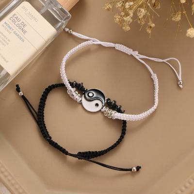 China 2021 FASHIONABLE Hand Braided Strap Alloy Couple Bracelet DIY Diamond Braided Tai Chi Gossip Bracelet Jewelry for sale