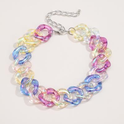 China MJ Iris Rainbow Color Acrylic Necklace transparent Jewelry Instagram TRENDS fashion for lover's collarbone punk chain for sale