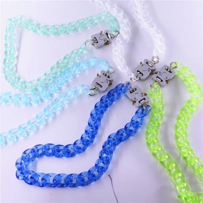 China Instagram HOT fashion jewelry MJ transparent acrylic necklace with motorcycle buckle for lover clavicle punk chain for sale