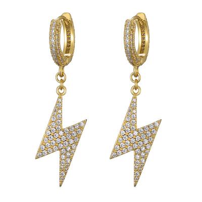 China Fashion Hyperbole MJ Jewelry Hip Hop Diamond Gold Lightning Earrings For Men Rock Jewelry for sale