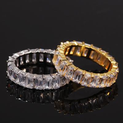 China CLASSIC Iced Band Ring Exit Wand Eternity Hip Hop Jewelry For Women Iced Out Diamond Pave Ring Bling Bling Gold Plated Ring for sale