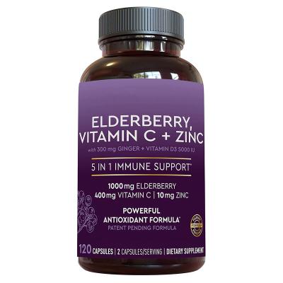 China Natural antioxidant formula made with pure organic elderberry immune support vegan and pure black elderberry capsules for sale