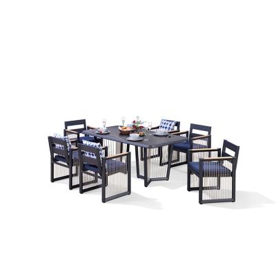 China Modern All Weather Rattan 6 Seater Dining Furniture Table And Chairs Garden Outdoor Furniture Set for sale