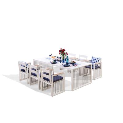 China Modern hot sale 7 piece outdoor patio rattan set outdoor furniture dining table and chairs for sale