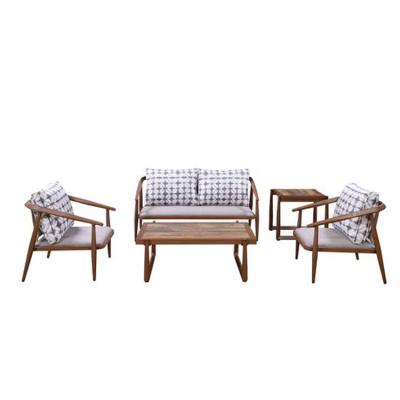 China New Product 2021 Modern Aluminum 5 Piece Patio Sofa Rattan Garden Set Outdoor Furniture for sale