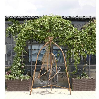 China Leisure Style Modern Indoor Living Room Balcony Metal Patio Metal Rattan New Hanging Kids Swings Chair Outdoor Furniture With Stand for sale