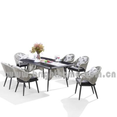 China Chinese Hot Sale Aluminum Rope Frame Outdoor Garden Leisure Patio Chair And Table Set for sale