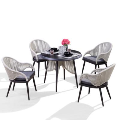 China Contemporary Popular Aluminum Frame Outdoor Rope Patio Chair And Table Set for sale