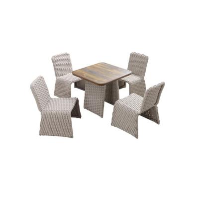 China New Modern Family Rattan Chairs And Table Modern Outdoor Garden Tea Furniture Dining Set for sale