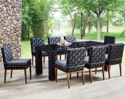 China Garden Set Aluminum PE Rattan Artificial Leather Outdoor Furniture Garden Dining Sets Chair Table for sale