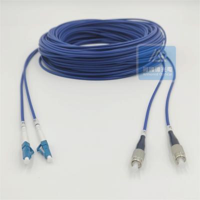 China Duplex Armored Patch Cord 30m FC LC 3.3mm Blue LSZH Rodent Resistant FTTH for sale