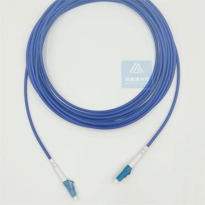 China 15m Armored Patch Cable LC UPC 3.0mm Blue PVC  FTTH Rodent Resistant 1 Core for sale