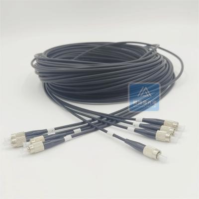 China 4F Single Mode Armored Patch Cord 50m 5mm Black LSZH FTTH FC Connector for sale