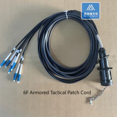 China 6 Core Armored Fiber Patch Cable Military Jumper LC Tactical Connector TPU Jacket  5.0mm for sale