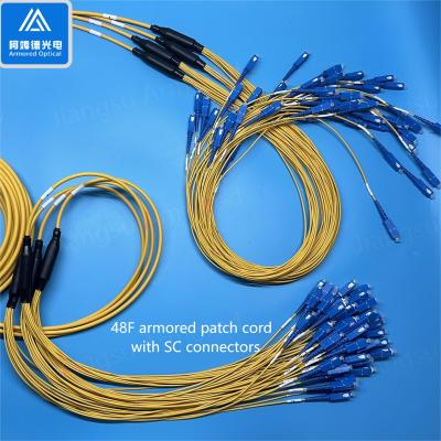 China 48F SM Flexible Armored Fiber Patch Cord FTTX Installation Yellow LSZH 10.5mm for sale