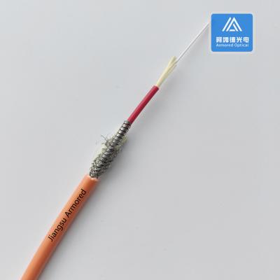 China Simplex MM Armored Fiber Cable Micro Armored Fiber Cable Orange LSZH 6.5mm  FTTH Rodent Resistant for sale