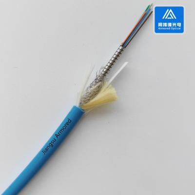 Cina 4 nuclei Cavo a fibra blindato a spirale 5,0 mm Blu LSZH Maglia di intrecciatura FTTH resistente ai roditori in vendita