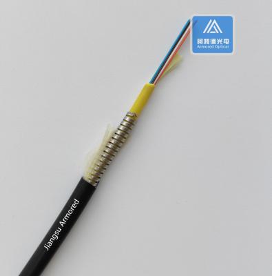 Cina 6 nuclei Single Mode Cavo a fibra blindato a spirale 6.5mm Nero LSZH resistente ai roditori Cavo a micro armatura FTTH in vendita