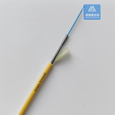 China Simplex SM Spiral Armored Fiber Cable 3.0mm Yellow LSZH Rodent Resistant FTTH for sale