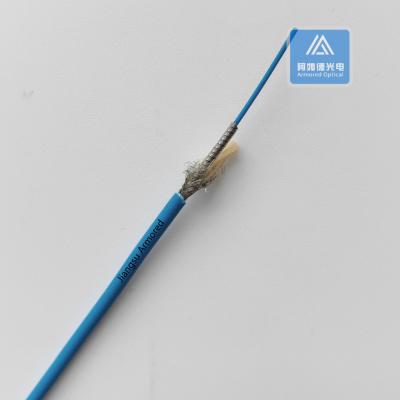 China Simplex SM Spiral Armored Fiber Cable 3.0mm Blue LSZH Rodent Resistant FTTH with Braiding Mesh for sale