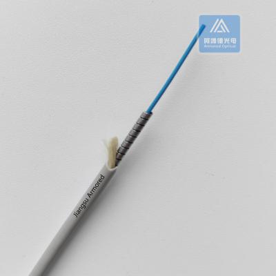 China Simplex MM Spiral Armored Fiber Cable 3.0mm Grey PVC Rodent Resistant FTTH for sale