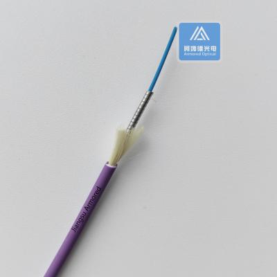 China Simplex MM Spiral Armored Fiber Cable 3.0mm Purple PVC Rodent Resistant FTTH for sale