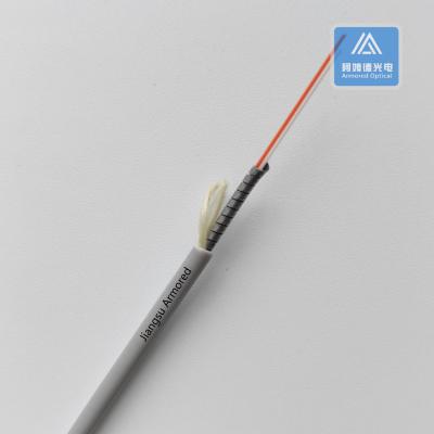 China Duplex MM Spiral Armored Fiber Cable 3.2mm Grey PVC Rodent Resistant FTTH for sale