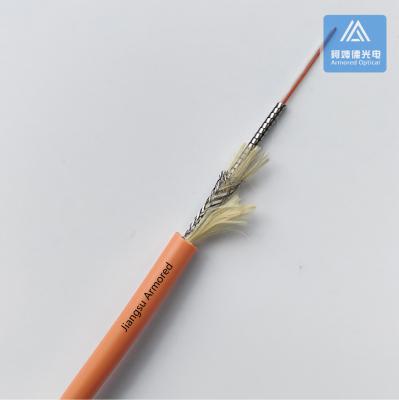 China Duplex MM Armoured Fibre Optic Cable Stainless Steel 7.0mm Orange PVC Flexible for sale