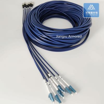 China 6 Cores Stainless Steel Armored Patch Cord FC-LC-30m Blue PVC 5.0mm Rodent Resistant for sale