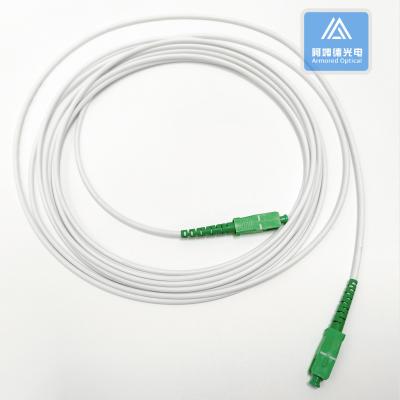 China Simplex SM Stainless Steel Armored Patch Cord 10m SC APC 3.0mm White LSZH Jacket Dca Patch Jumper for sale