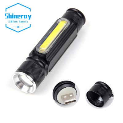 China Convenient Rechargeable Outdoor Ignition Built-in Side Light and RTS Usb Tactical Flashlight Magnet with T6 Led Zoomable Led Torch Light for sale