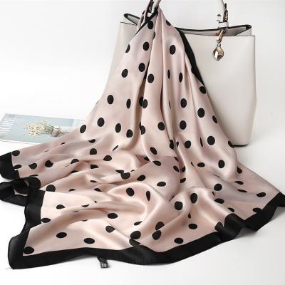 China Factory Manufacture Satin Scarf Women Soft Soft Feeling Square Digital Custom Dot Printed Silk Scarves for sale