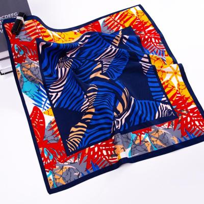 China New Square Brand Luxury Spring Leaves Women Twill Silk Scarf 60cm*60cm Small Square Scarves Print Headband Hijab for sale