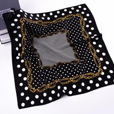 China 60cm*60cm Square Brand Women Twill Luxury Silk Scarf 2019 Fashion Headband Printing Scarf Dot Chain Small Square Scarves Hijab New for sale