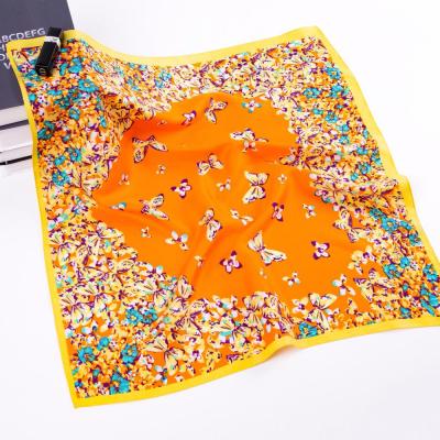 China Women Square Luxury Twill Hijab Square 60cm*60cm Small Heart Flower Scarves Fashion Headband Print Silk Scarf for sale