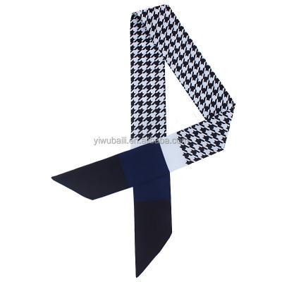 China Designer Brand Twill Silk Scarf Women's Long Printed Ribbon By Houndstooth Long Small for sale