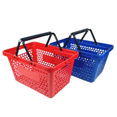 China Durable hot sale honeycomb maker plastic shopping basket with 2 handles for supermarket and stores for sale