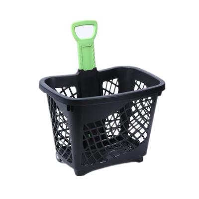 China Manufacturer Hot Sale Durable PP Plastic Rolling Trolley Eco - Friendly Shopping Cart With Wheels For Supermarket for sale