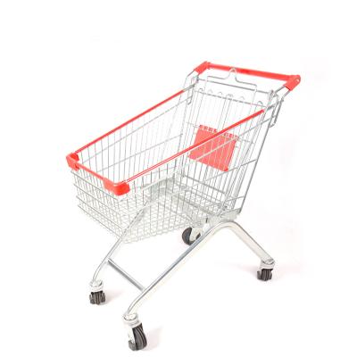 China Durable Hot Sale European Style Manufacturer Metal Shopping Trolley Rolling Cart For Supermarket for sale