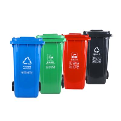 China Sustainable Wholesale Manufacturer Eco - Friendly 240L HDPE Plastic Trash Can With Lid And Wheels for sale