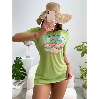 China Triangle ready to ship 3 piece bikini set swimwear cheeky bottom triangle swimwear top beachwear with sheer T-shirt for sale