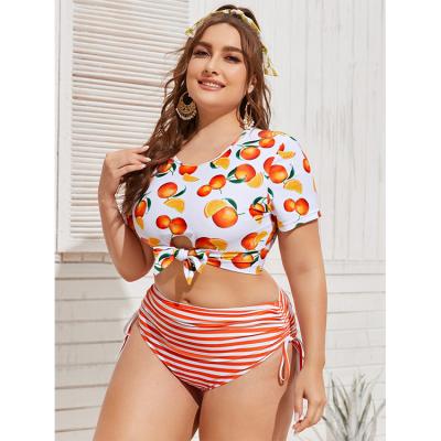 China Breathable Cute Short Print Fruit Print Full Coverage Plus Size Sleeve Swimsuit Manufacturer Inclusive Bikini for sale