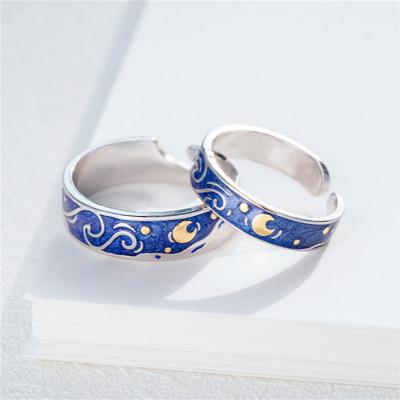 China Fashion Adjustable Handmade Open Jewelry Couples Starry Sky Ring Personality Open Ring for sale