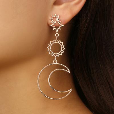 China New Retro Exaggerated Asymmetrical Circle Moon God Sun God Earrings TRENDY Bohemian Earrings For Women 2021 for sale